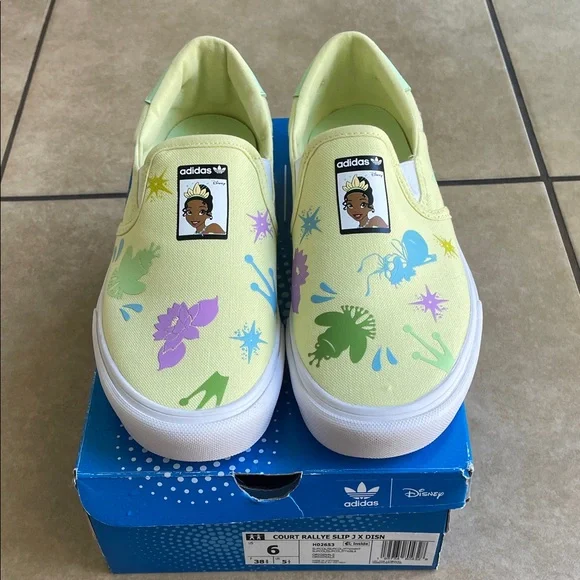 Adidas Disney Princess Court Rallye Slip-On Sneakers - Light Green - Picture 1 of 5